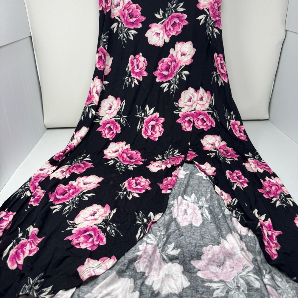 Floral Maxi Skirt with Pink Roses